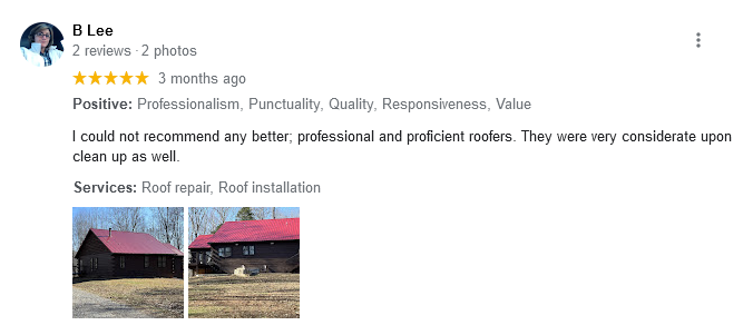 Metal roofing installation customer review