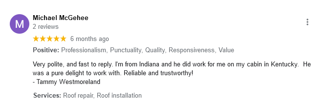 Metal roofing installation customer review