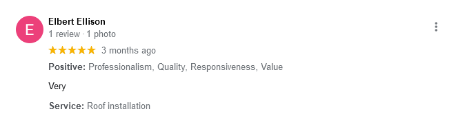 Metal roofing installation customer review